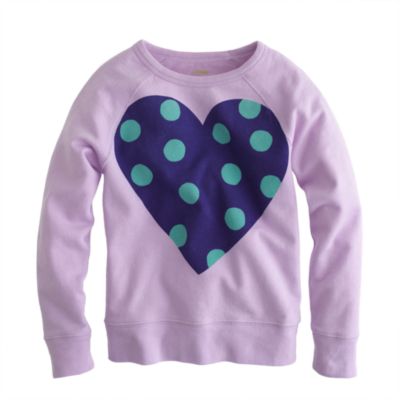 Girls' polka-dot heart sweatshirt