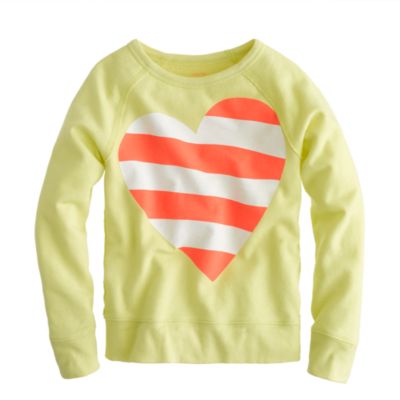 Girls' stripe heart long-sleeve tee
