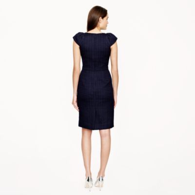 Cap-sleeve dress in tonal tweed