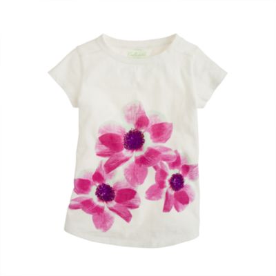 Girls' supersoft floral sequin tee