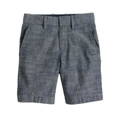 Boys' club short in grey chambray