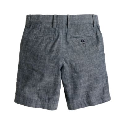 Boys' club short in grey chambray