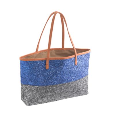 Girls' glitter tote bag in colorblock