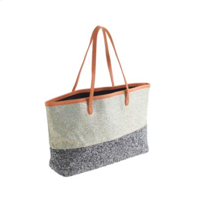 Girls' glitter tote bag in colorblock