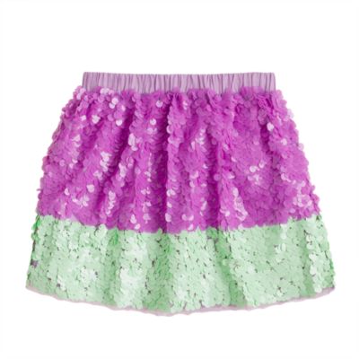 Girls' colorblock paillette skirt