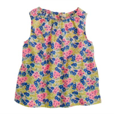 Girls' garden floral bow tank