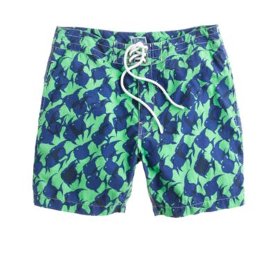 7" board shorts in tropical fish