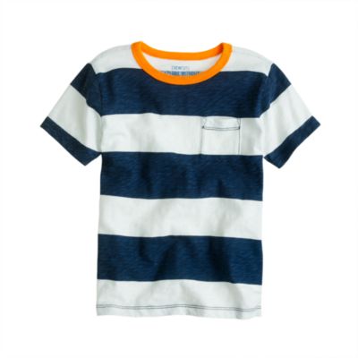 Boys' ringer pocket tee in wide stripe