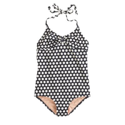 Girls' tie-back halter tank in polka dot