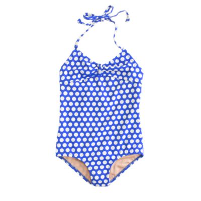 Girls' tie-back halter tank in polka dot