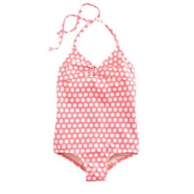 Girls' tie-back halter tank in polka dot