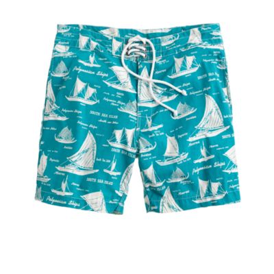 7" board shorts in nautical print