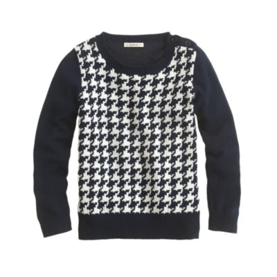 Girls' houndstooth button sweater