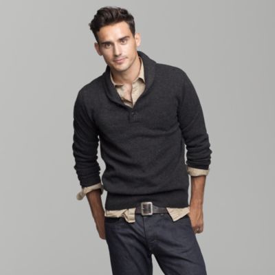 Lambswool shawl-collar sweater