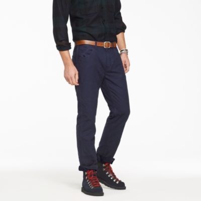 Flannel-lined washed cotton jean in slim-straight fit
