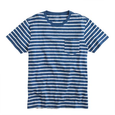 Broken-in pocket tee in deep cove stripe