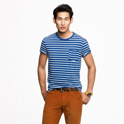 Broken-in pocket tee in deep cove stripe
