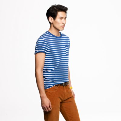 Broken-in pocket tee in deep cove stripe