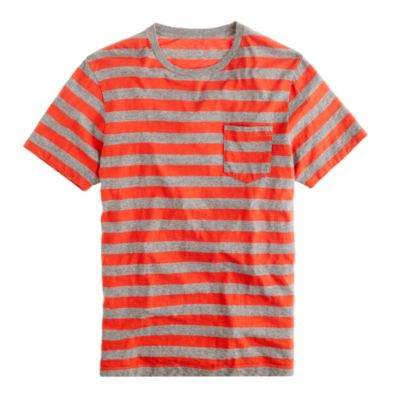 Broken-in pocket tee in summit orange stripe
