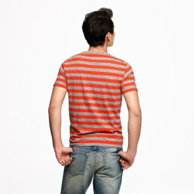 Broken-in pocket tee in summit orange stripe