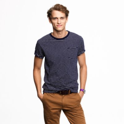 Broken-in pocket tee in ultramarine stripe