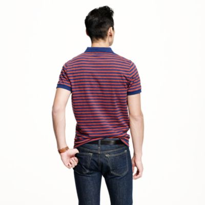 Slub jersey polo in admiral blue stripe