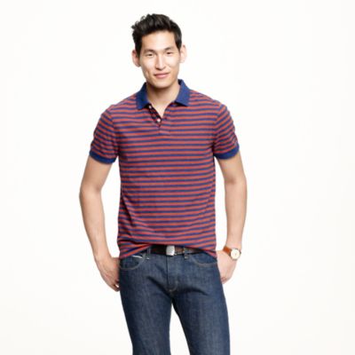 Slub jersey polo in admiral blue stripe