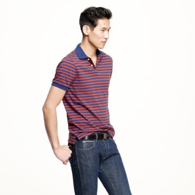 Slub jersey polo in admiral blue stripe