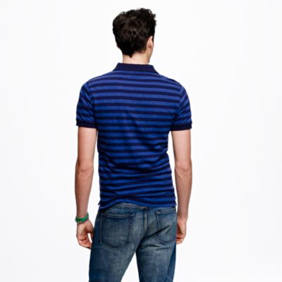 Slub jersey polo in porter blue stripe