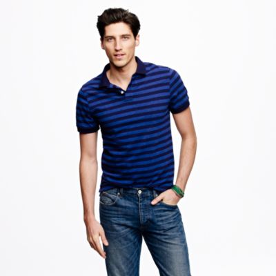 Slub jersey polo in porter blue stripe