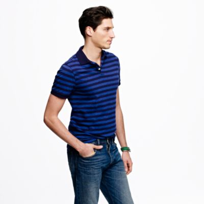 Slub jersey polo in porter blue stripe