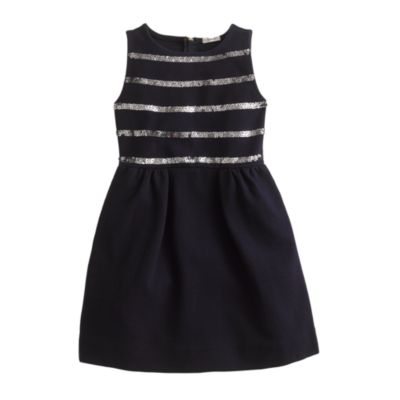 Girls' stripe sequin dress