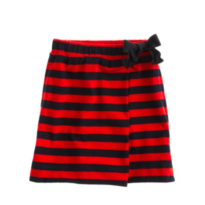 Girls' stripe faux-wrap skirt