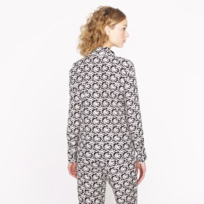 Collection silk ribbon bow-print pajama shirt