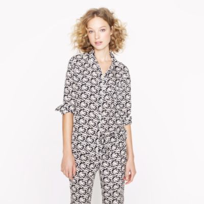 Collection silk ribbon bow-print pajama shirt