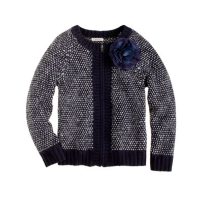Girls' flower zip cardigan