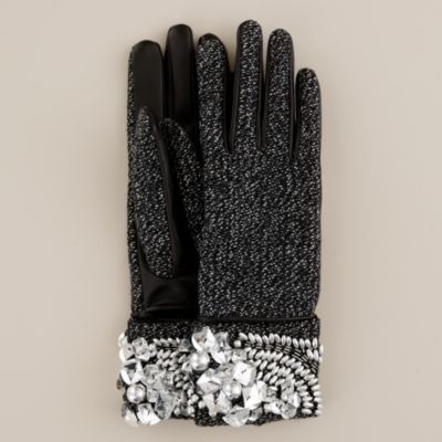 Jeweled cuff gloves