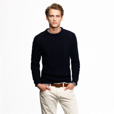 Cotton cable crewneck sweater