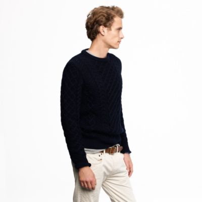 Cotton cable crewneck sweater