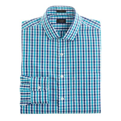 Slim non-iron dress shirt in aqua check