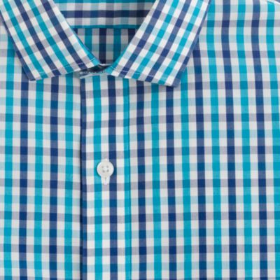 Slim non-iron dress shirt in aqua check