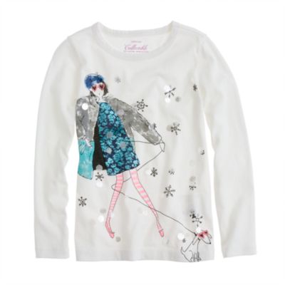 Girls' long-sleeve dog walk tee