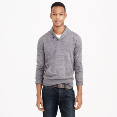Marled cotton shawl-collar pullover