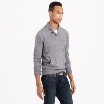 Marled cotton shawl-collar pullover