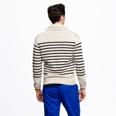 Shawl-collar cardigan in engineered stripe