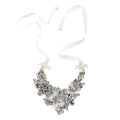 Crystal embroidered bib necklace