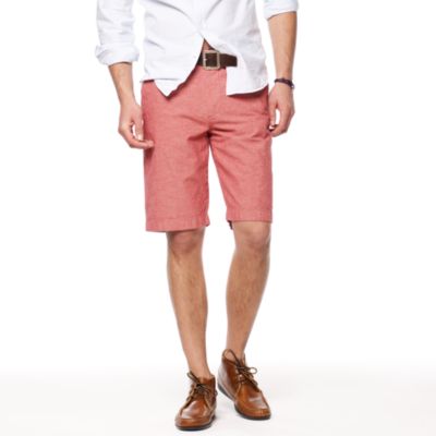 Club short in red chambray