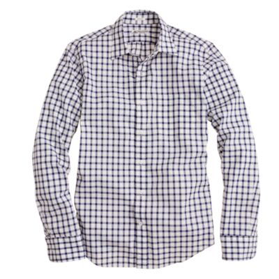 Slim washed Thomas Mason&reg; fabric point-collar shirt in open tattersall