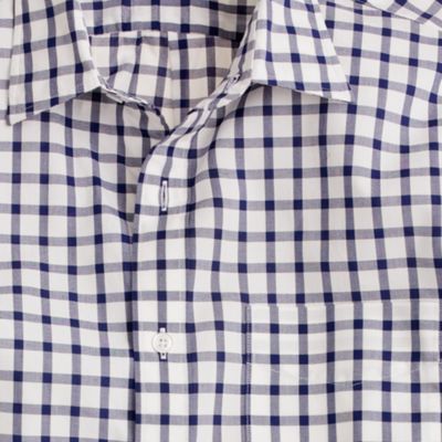 Slim washed Thomas Mason&reg; fabric point-collar shirt in open tattersall