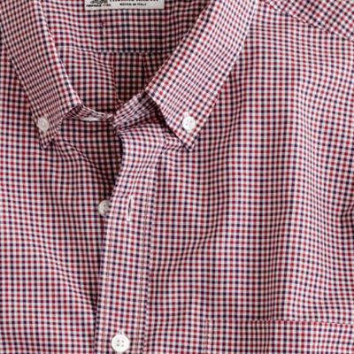 Slim washed Thomas Mason&reg; fabric button-down shirt in Konner tattersall